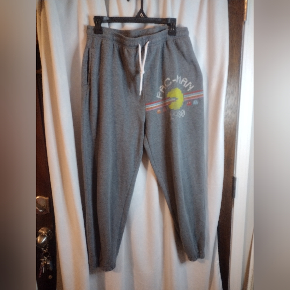 PacMan Video Game Gray Sweatpants XL
